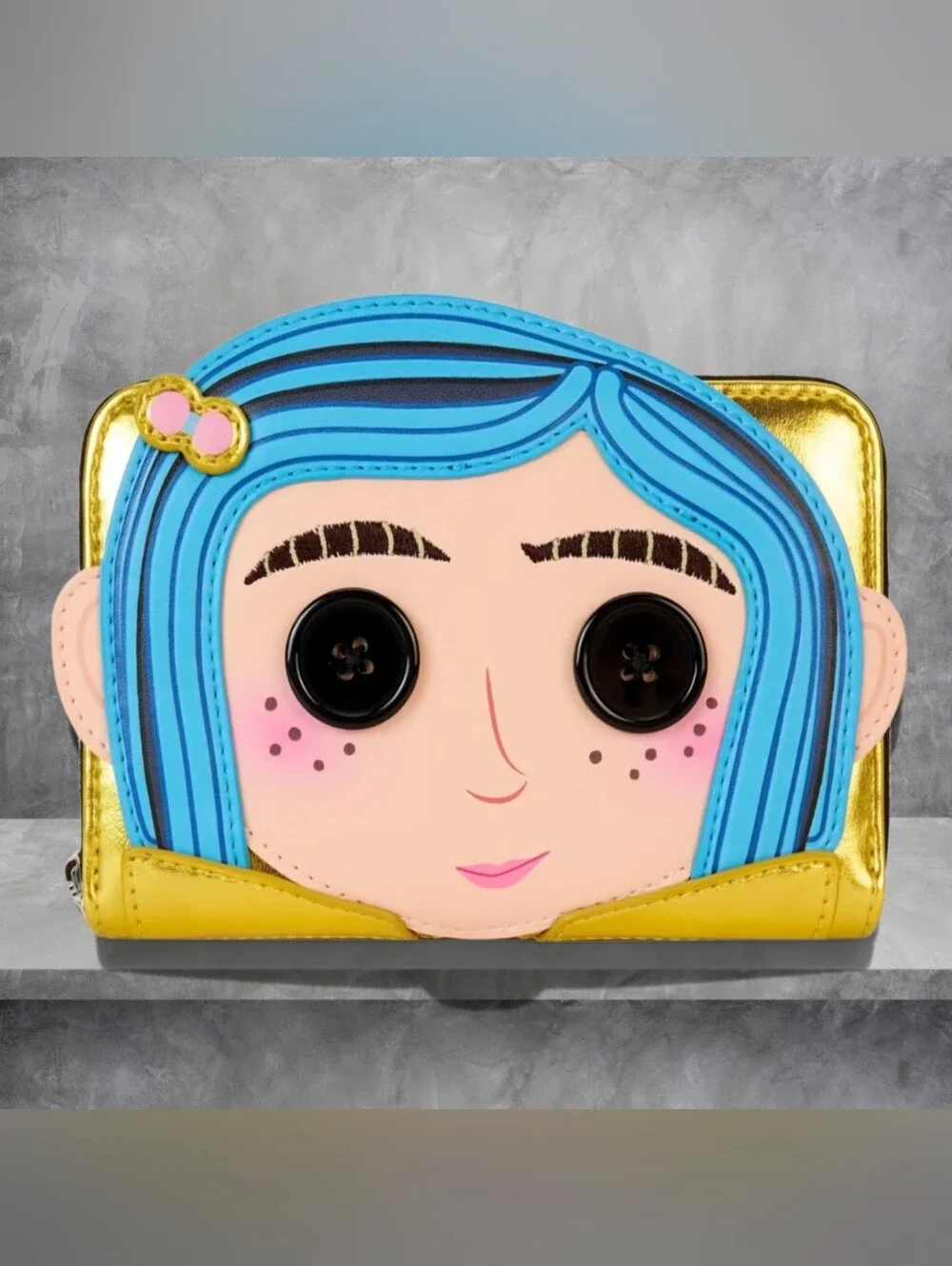 Loungefly x Coraline 15th Anniversary Laika Doll Metallic Cosplay Wallet 💛